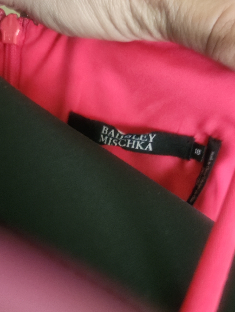 Badgley Mischka Hot Pink Ruffle Midi Dress - Picture 2 of 3